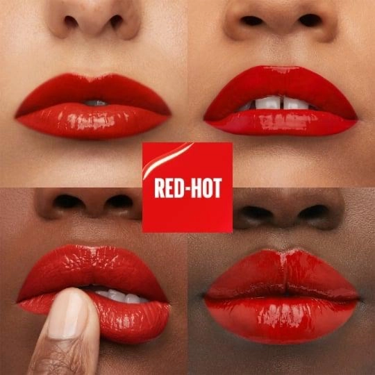 رژلب مایع براق میبلین مدل VINYL رنگ red-hot